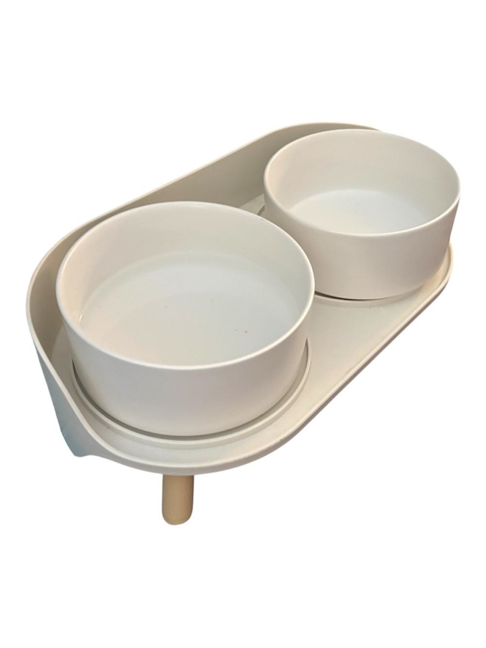 Dog Bowl Set - White Ceramic Elevated Double Bowl Set Excellent Condition